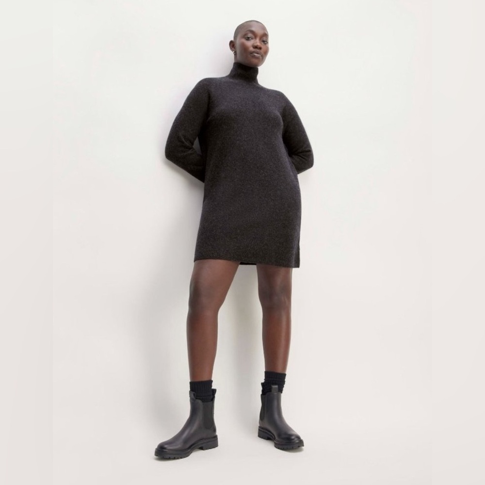 Everlane Womens The Cozy Stretch Turtleneck Dress Heathered Charcoal Gray XS